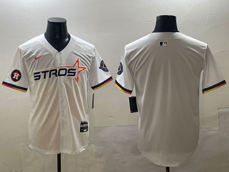 Men Houston Astros Blank White Three generations Joint Name 2025 Nike MLB Jersey style 2->houston astros->MLB Jersey